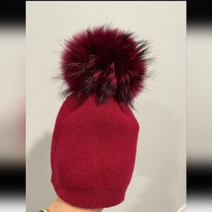 Burgundy Beanie with real pom pom